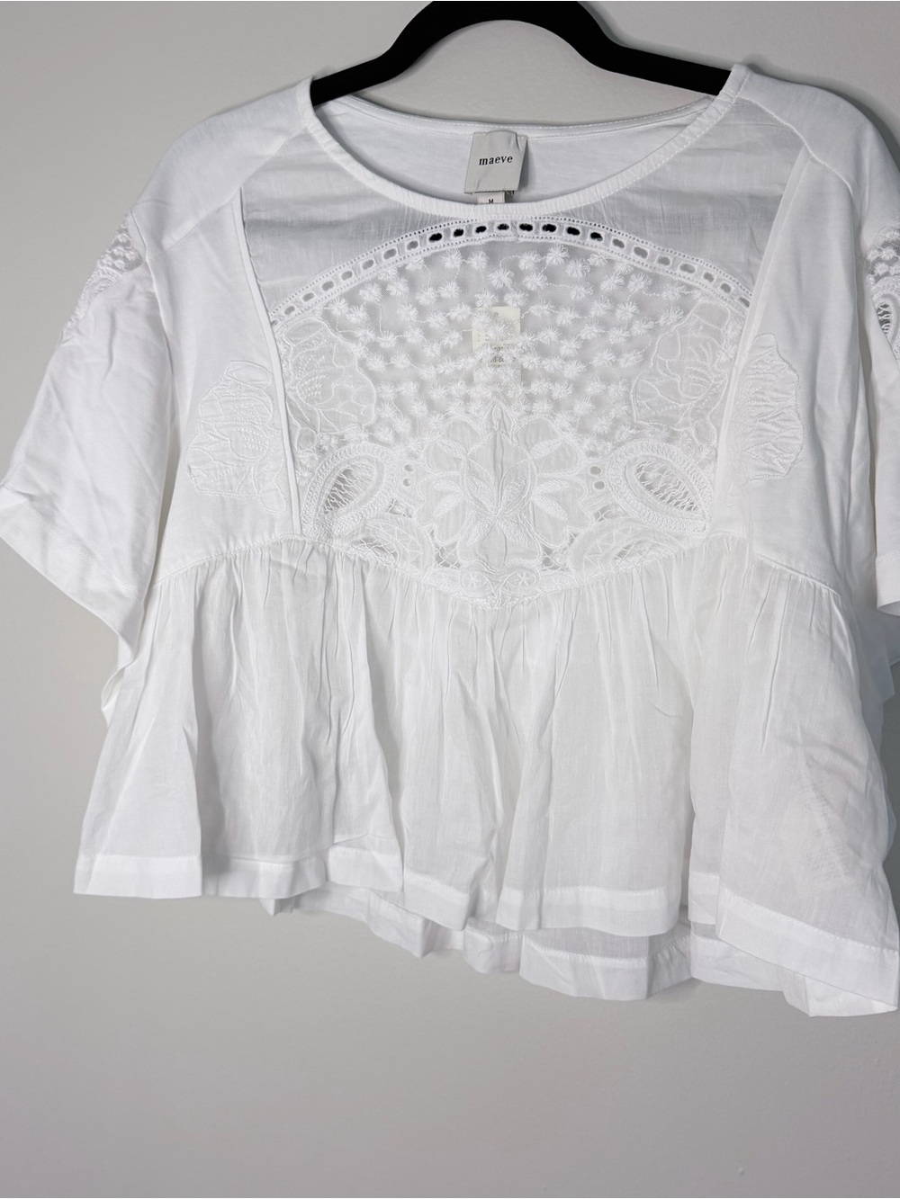 Maeve White Embroidered Peasant Blouse